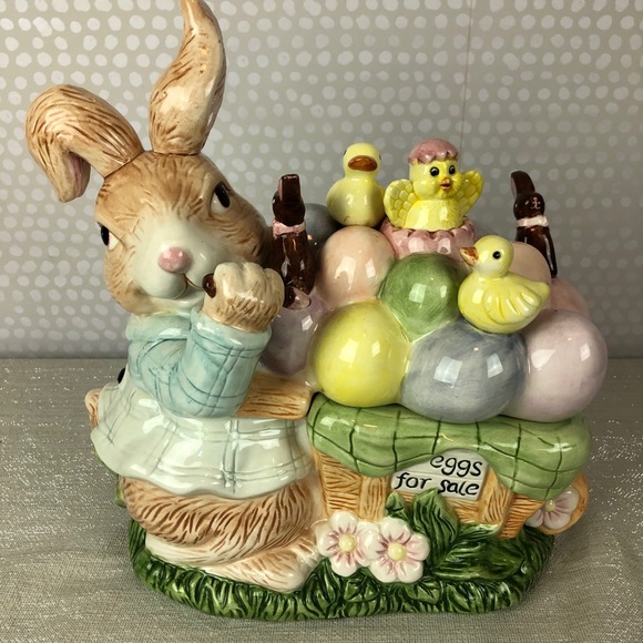 missing Other - SOLD Easter Bunny Selling Eggs Cookie Jar